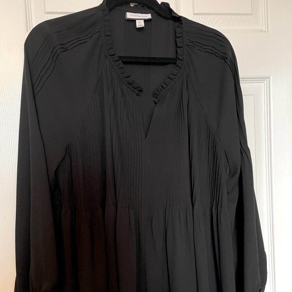 Charter Club chiffon blouse with pleats, XL